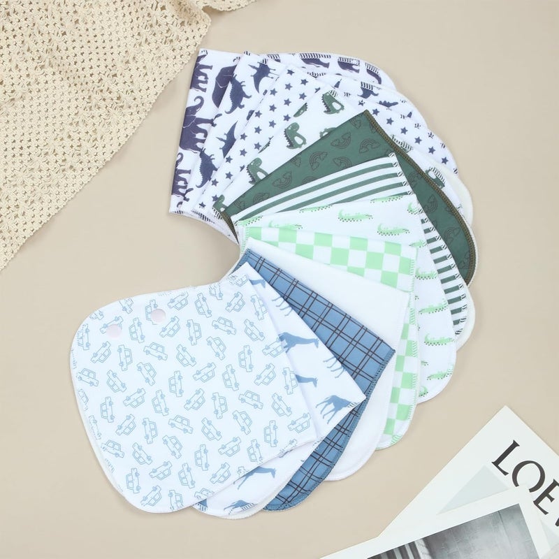 Benoxine 2-in-1 Burp Cloths and Baby Bibs - 6 Pack Large Super Absorbent Soft Cotton Burping Cloths for Spit Up, 3 Layers Thick Baby Burp Rags for Girls & Boys - Image 5